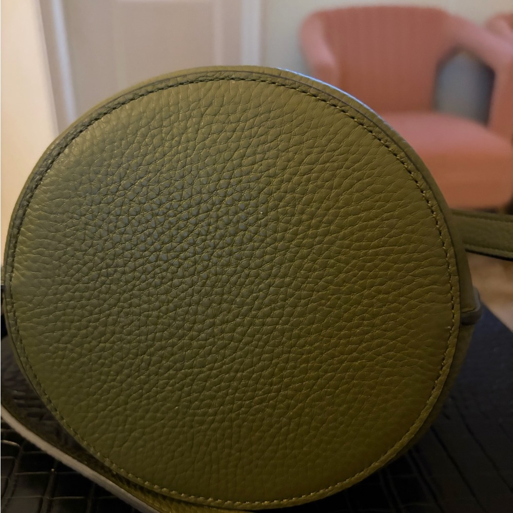 Olive Green Leather Bucket Bag - Picture 3 of 6